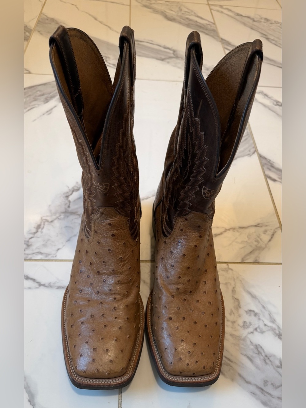 Ariat Men's Two-Tone Brown Ostrich Western Boots